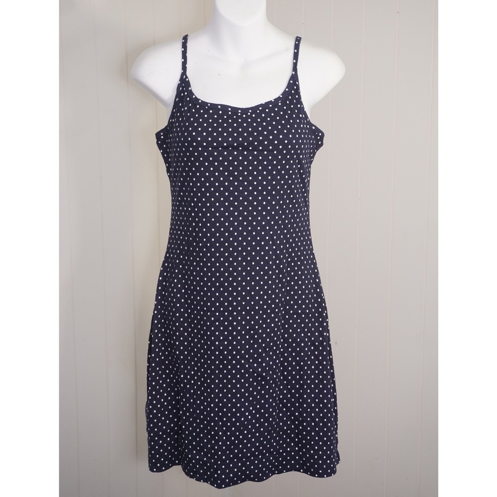 Fashion Size Small Navy Polka Dot Cotton Blend Cami Mini Dress